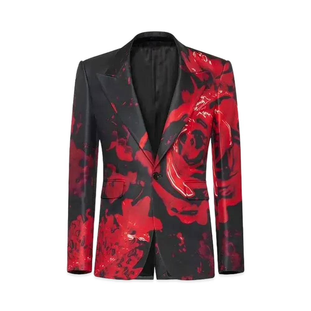 Alexander McQUEEN Wax Flower Single Breasted Jacket "Black/Red"