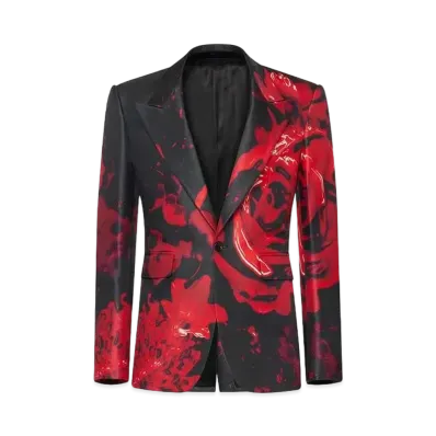 Alexander McQUEEN Wax Flower Single Breasted Jacket "Black/Red"