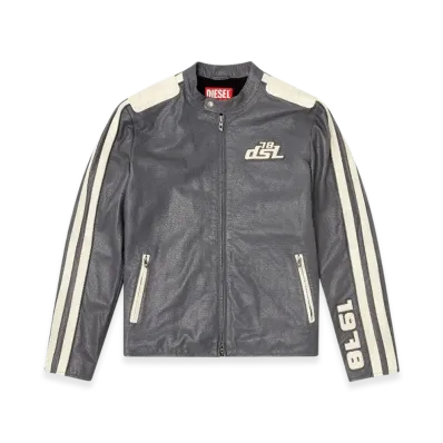 Diesel L-Pop Biker Jacket In Perforated Leather "Black"