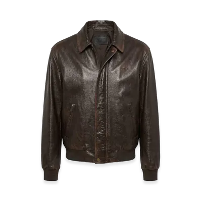 PRADA Leather Bomber Jacket "Brown"