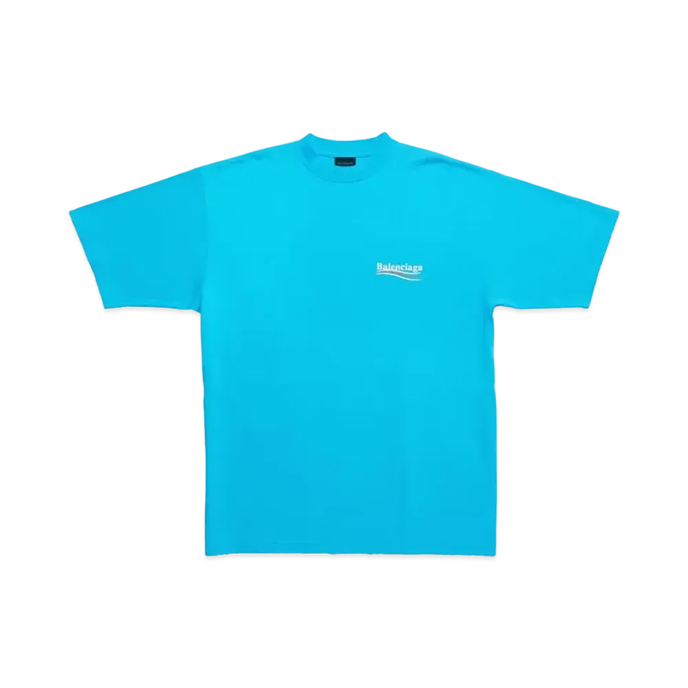 BALENCIAGA Women's Political Campaign T-shirt Large Fit "Blue Sky"