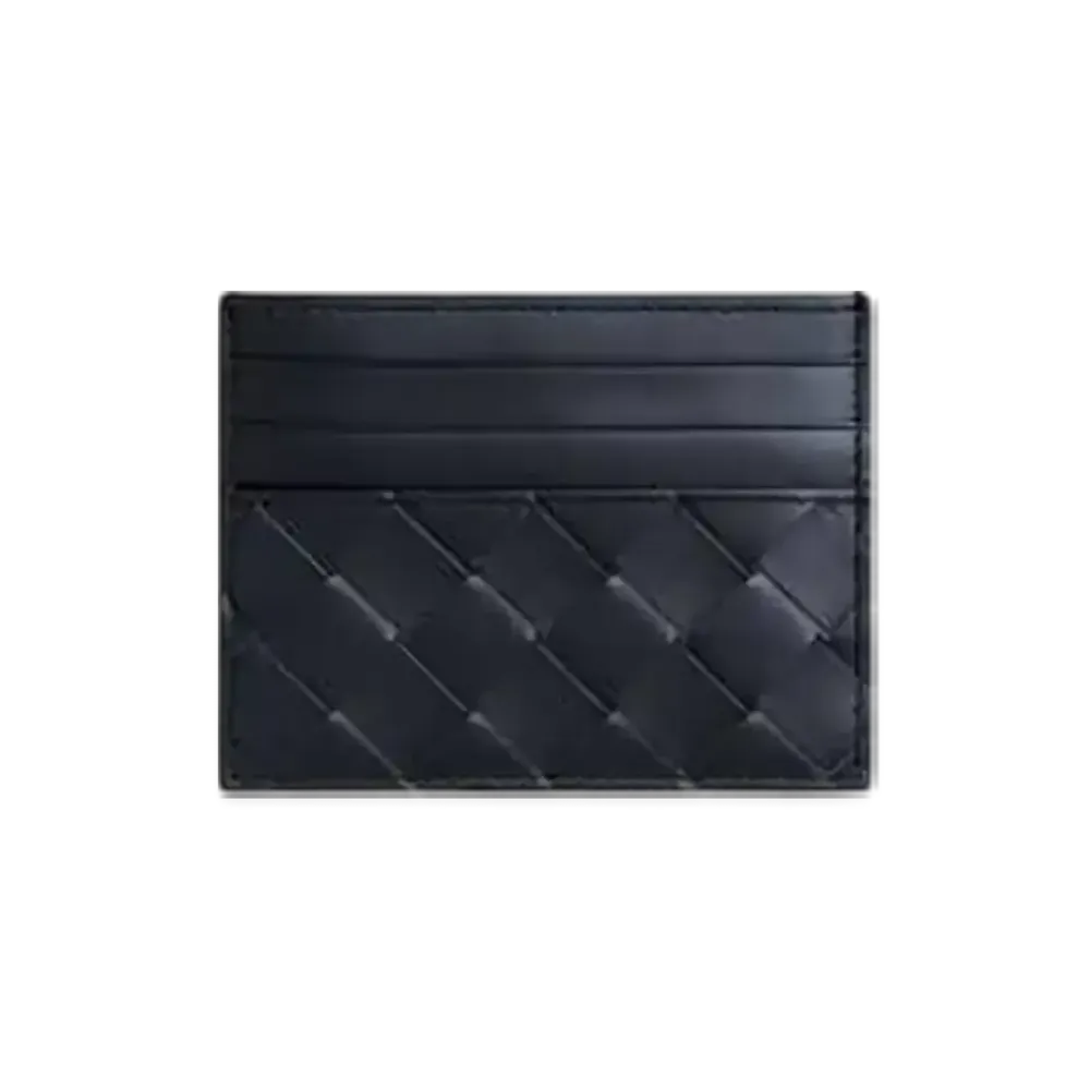 Bottega Veneta Intrecciato Credit Card Case "Deep Blue"