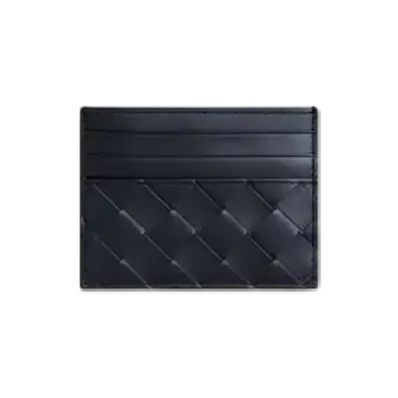Bottega Veneta Intrecciato Credit Card Case "Deep Blue"