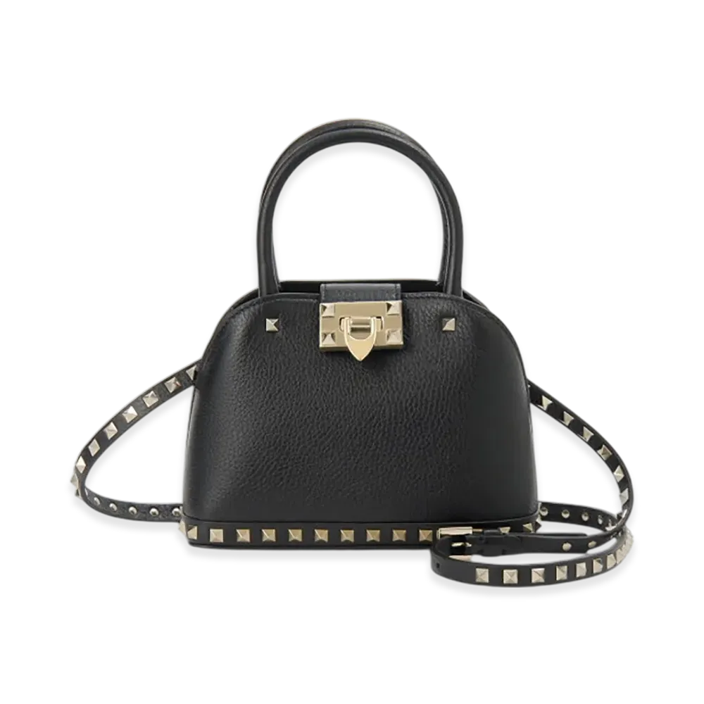 Valentino Rockstud Double Handle Bag "Black"