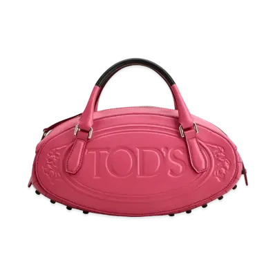 TOD'S Leather Boston Bag Mini "Black/Pink/Red"