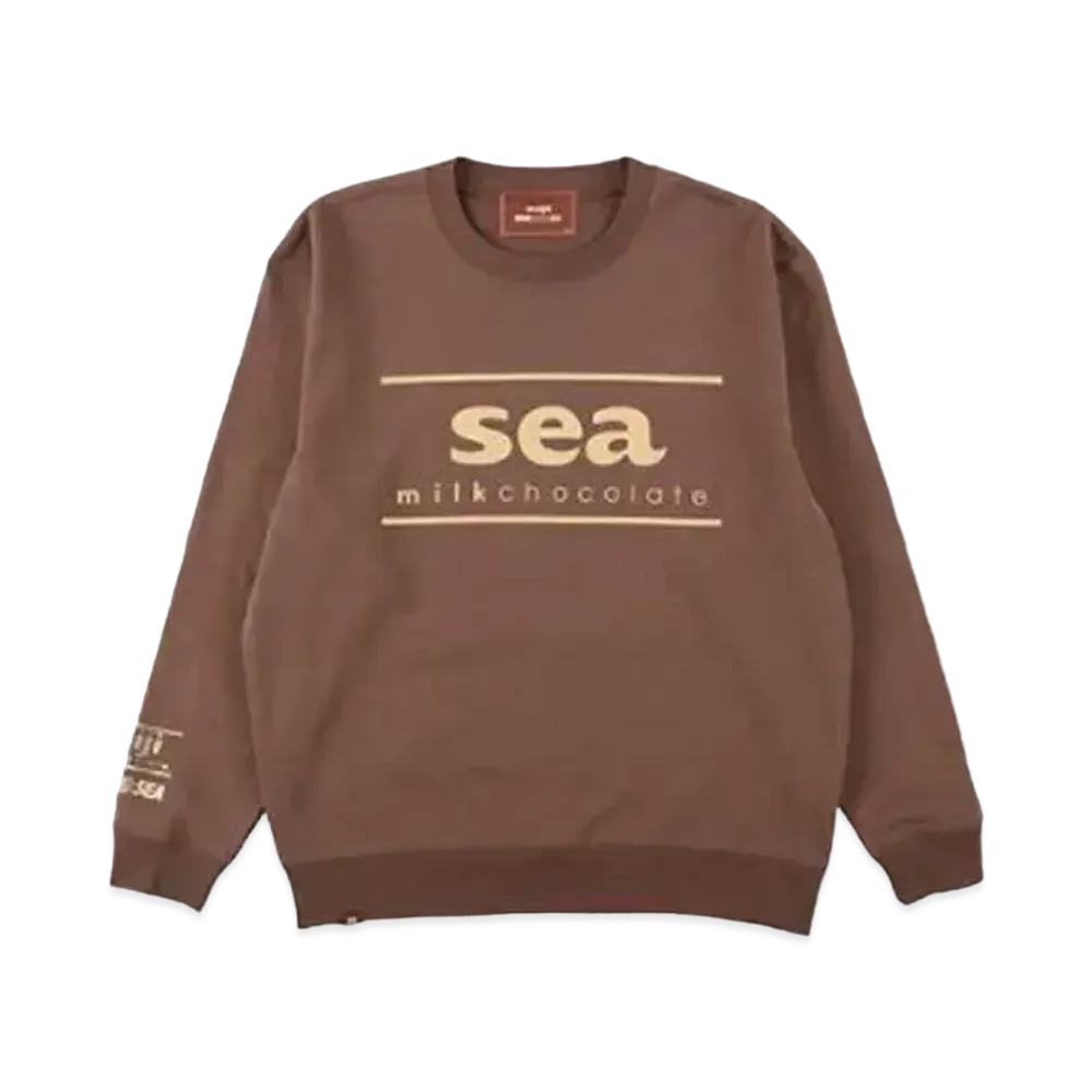 WIND AND SEA x meiji Crew Neck Sweat "Milk Chocolate"