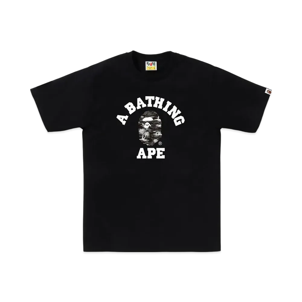 A BATHING APE Palm Tree Camo College Tee "Black/Black"