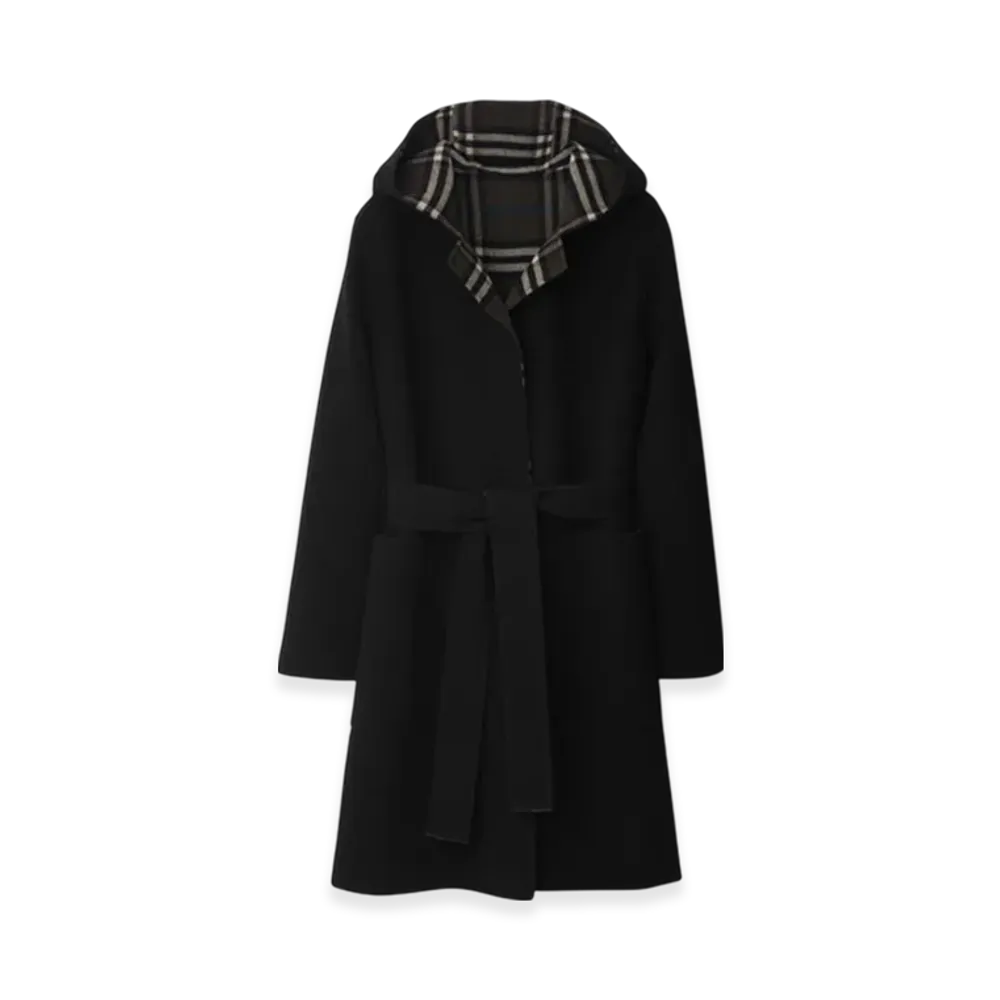 Burberry Mid-length Reversible Wool Car Coat "Black"
