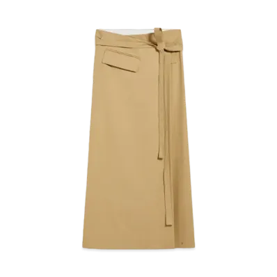 Max Mara Deserted Cotton Gabardine Long Skirt "Beige"