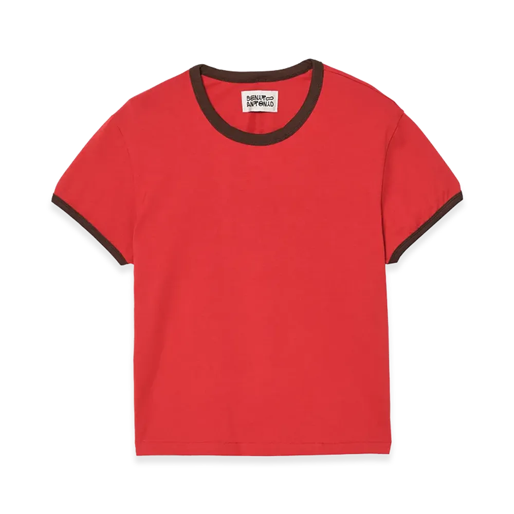 ZARA x Bad Bunny Benito Antonio Contrast Rib Slim Fit Tee "Red"
