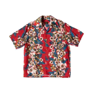 KAPITAL Silk Rayon Cotton Flower Langle Color Aloha Shirt "Red"