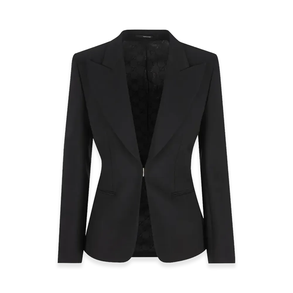 GUCCI Women's Stretch Wool Blend Blazer "Black"