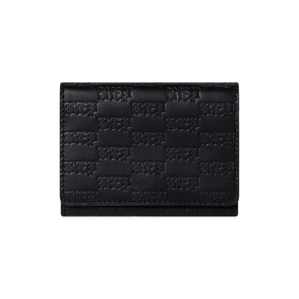 BlackEyePatch 3 Letter OE Embossed Leather Card Case "Black"