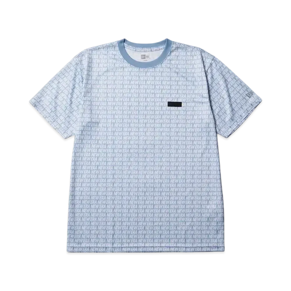 NEW ERA Performance Apparel Short Sleeve Tech T-Shirt Allover Regular Fit "Light Blue"