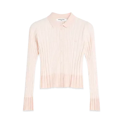 Maison Kitsune Baby Fox Patch Pleats Rib Cardigan "Porcelaine Pink"