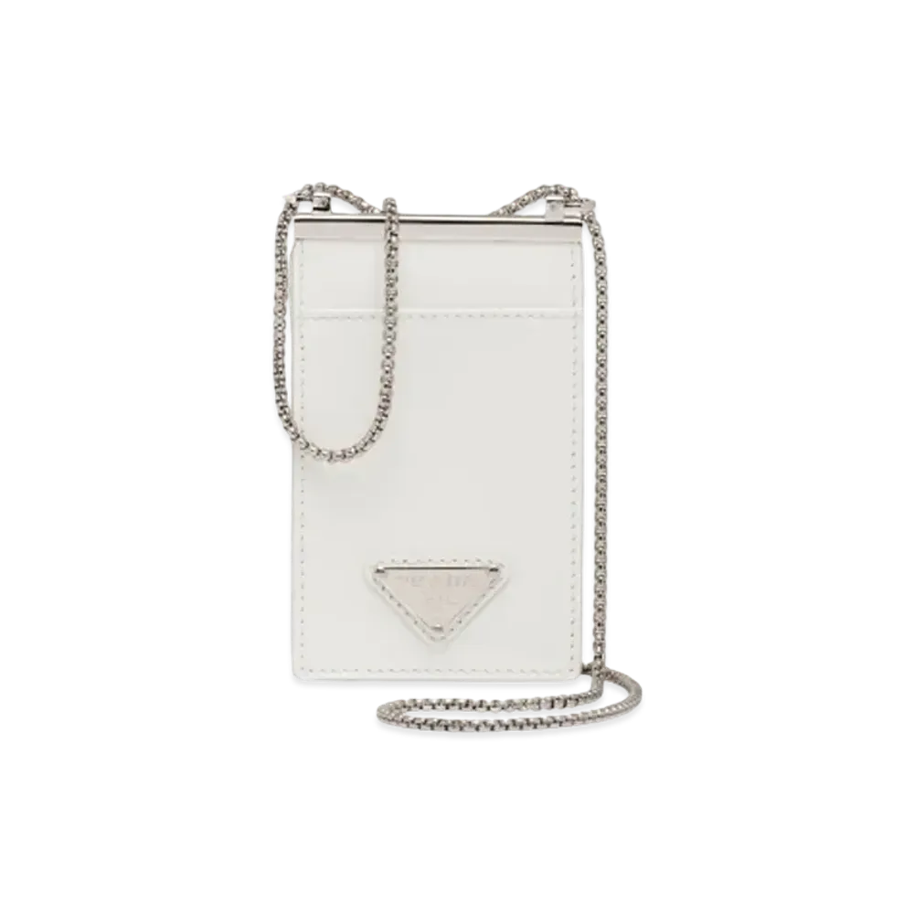 PRADA Brushed Leather Card Holder "White"