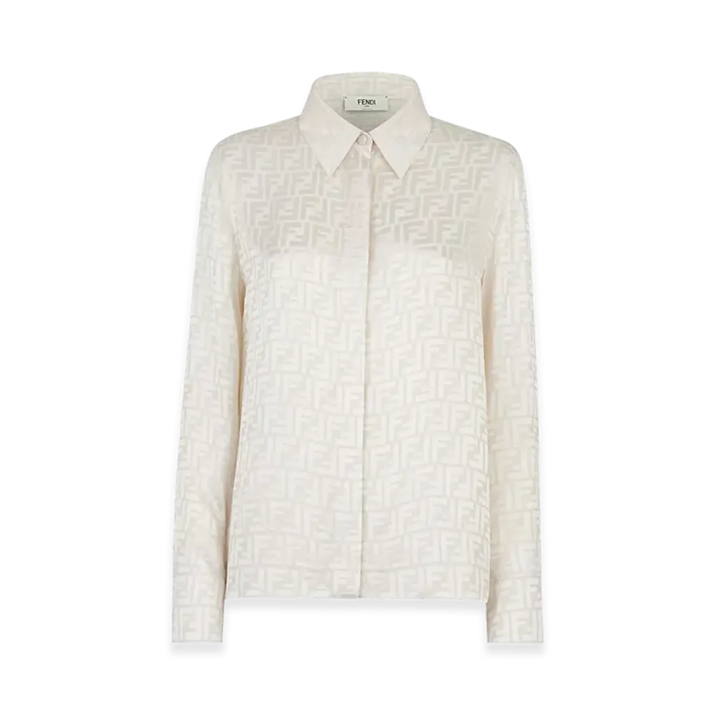 FENDI Women's FF Silk Crepe Shirt "White"