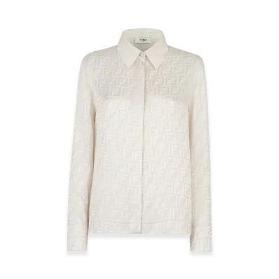 FENDI Women's FF Silk Crepe Shirt "White"