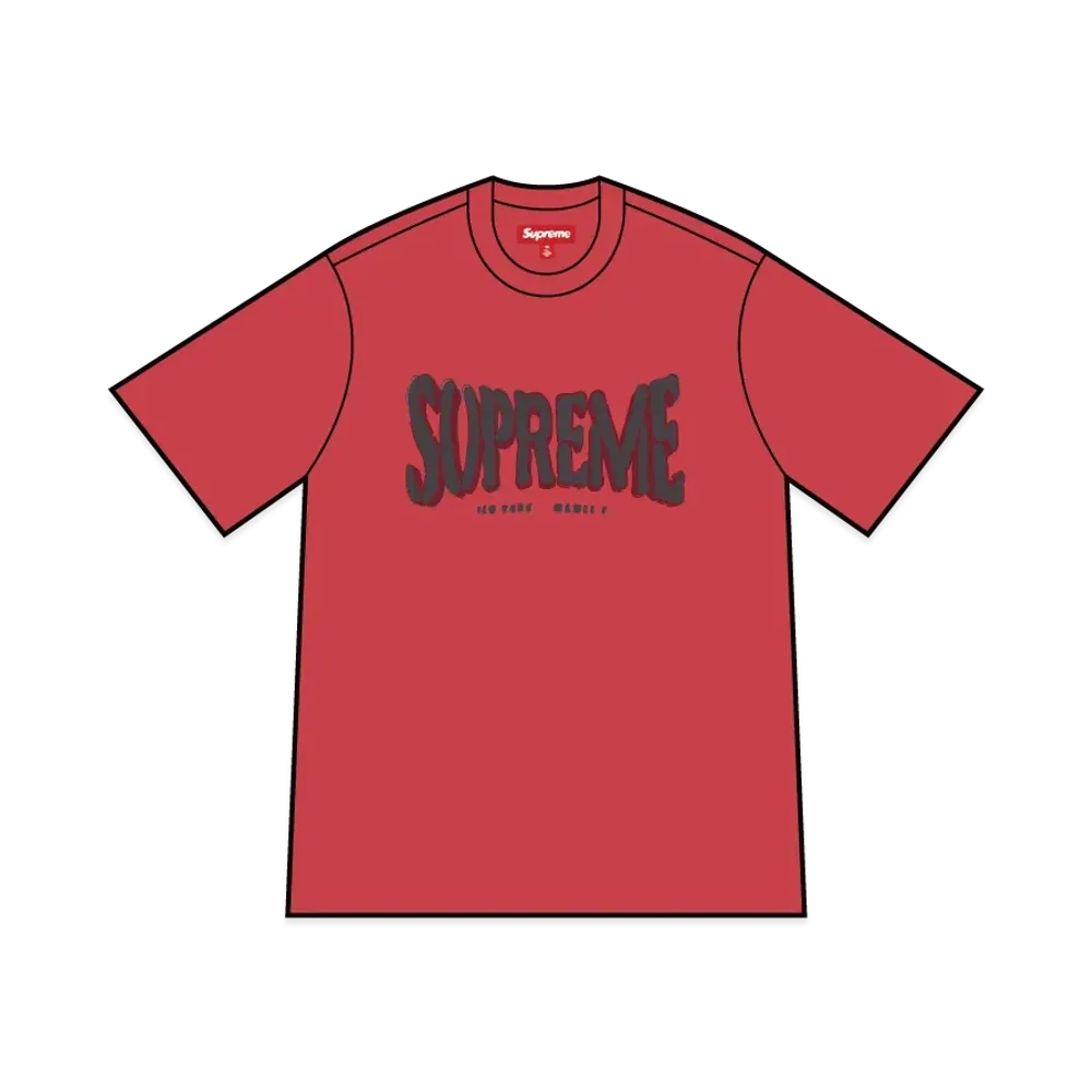 Supreme Flocked Washed S/S Top "Red"