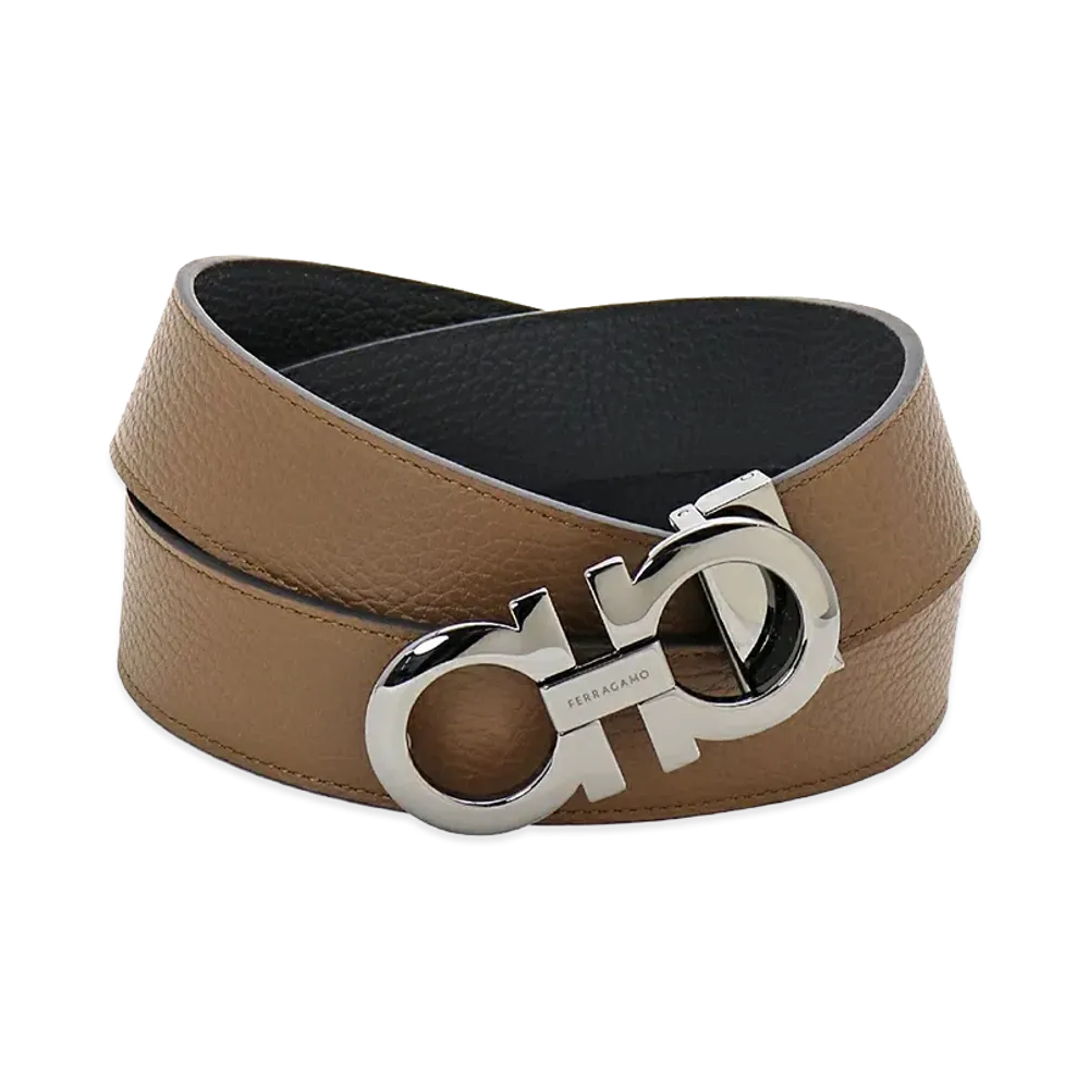 Salvatore Ferragamo Reversible Belt "Brown Sugar/Nero"