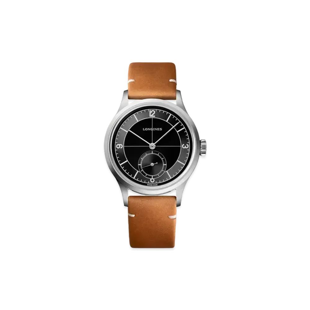 Longines Heritage Classic Sector Dial 38.50mm "Black/Stainless Steel/Brown" L2.828.4.53.2