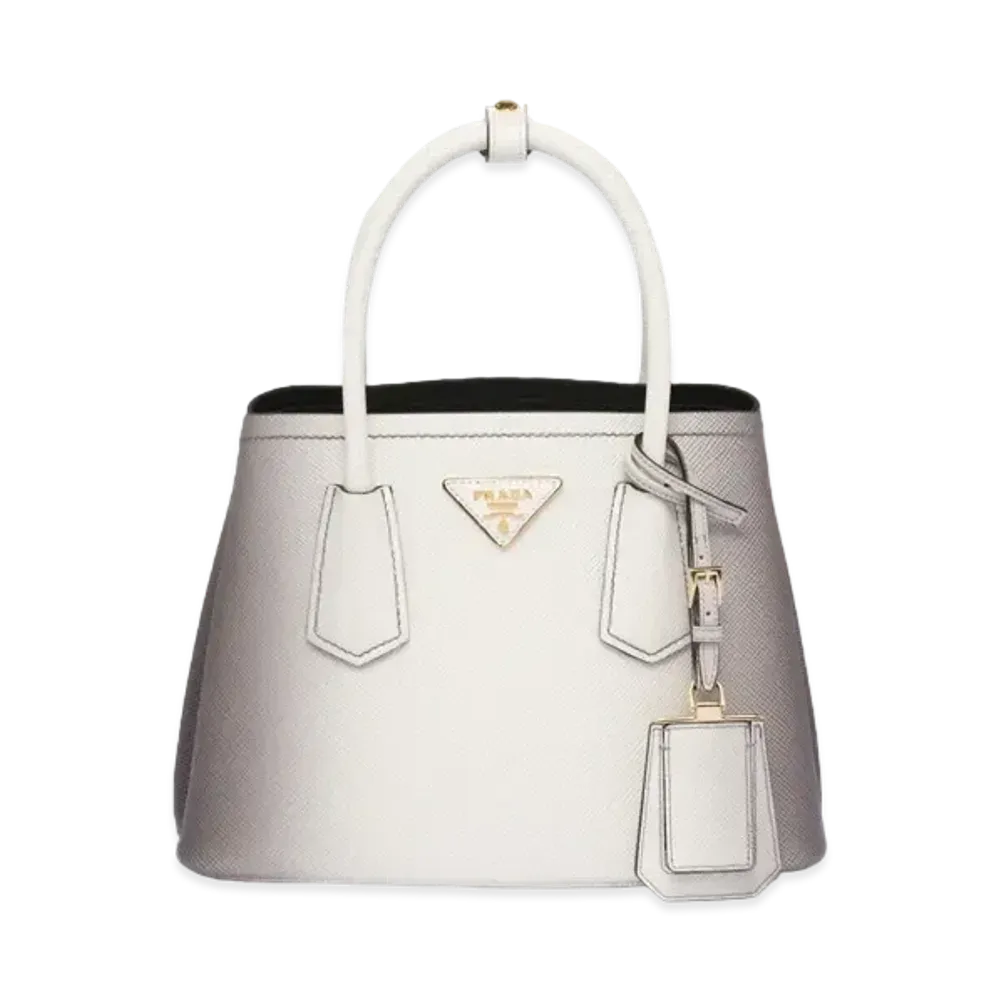 PRADA Double Saffiano Leather Mini Bag "Sfumato White"