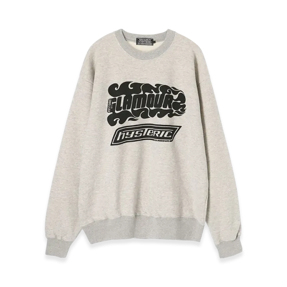 HYSTERIC GLAMOUR Fire Logo Sweatshirt "Top Gray"