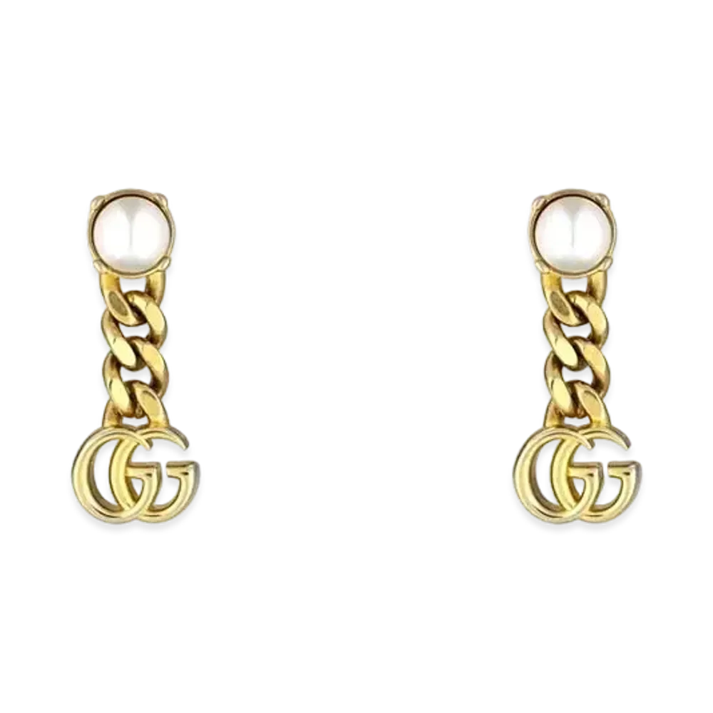 GUCCI Pearl Double G Earrings