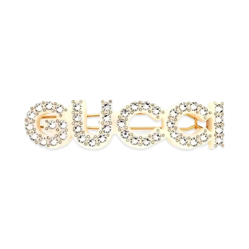 GUCCI Crystal Gucci Hair Slide