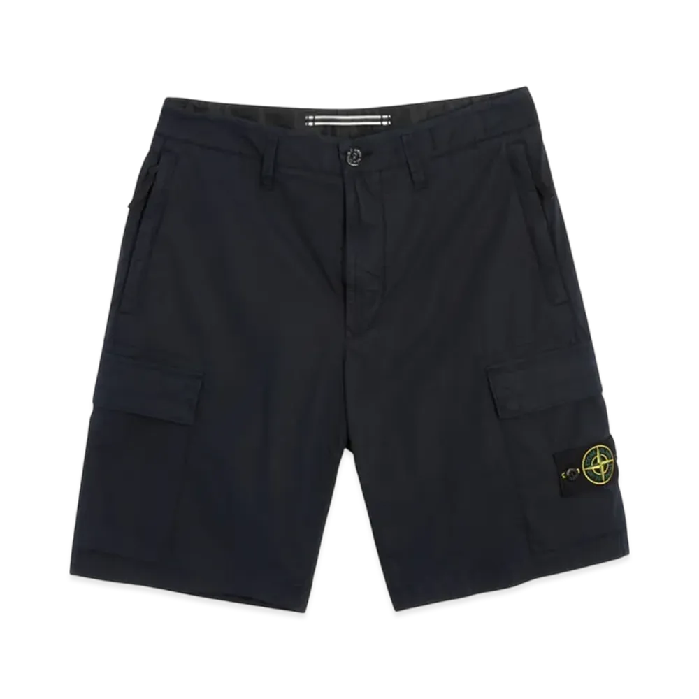 Stone Island L0803 Stretch Cotton Tela Paracadute Garment Dyed Cargo Bermuda Shorts - 22SS "Navy Blue"