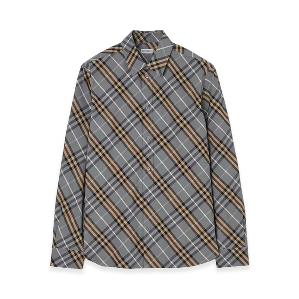 Burberry Regular Fit Check Cotton Shirt "Wave Blue"