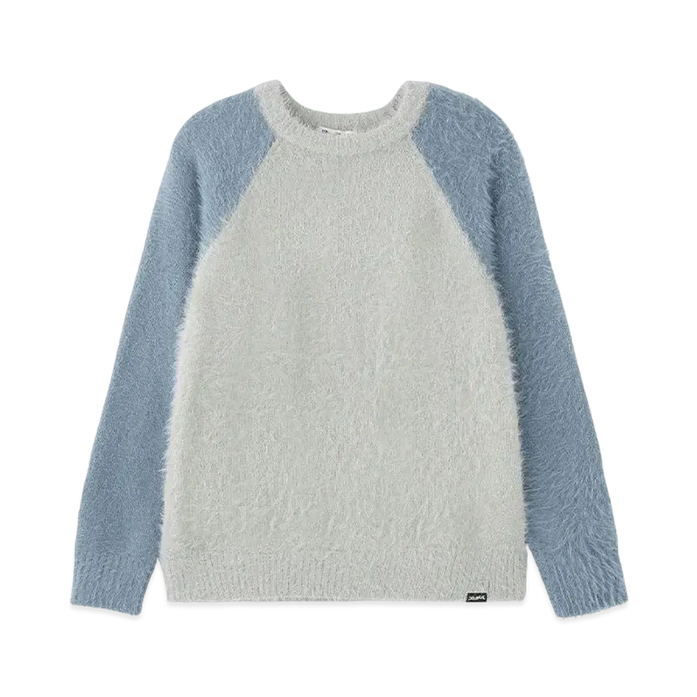 X-Girl Shaggy Knit Raglan Sleeve Top "Ltblue"