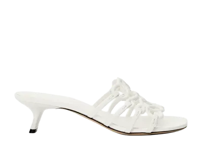 LOEWE Women's Petal Anagram Slide in Soft Calfskin "White"