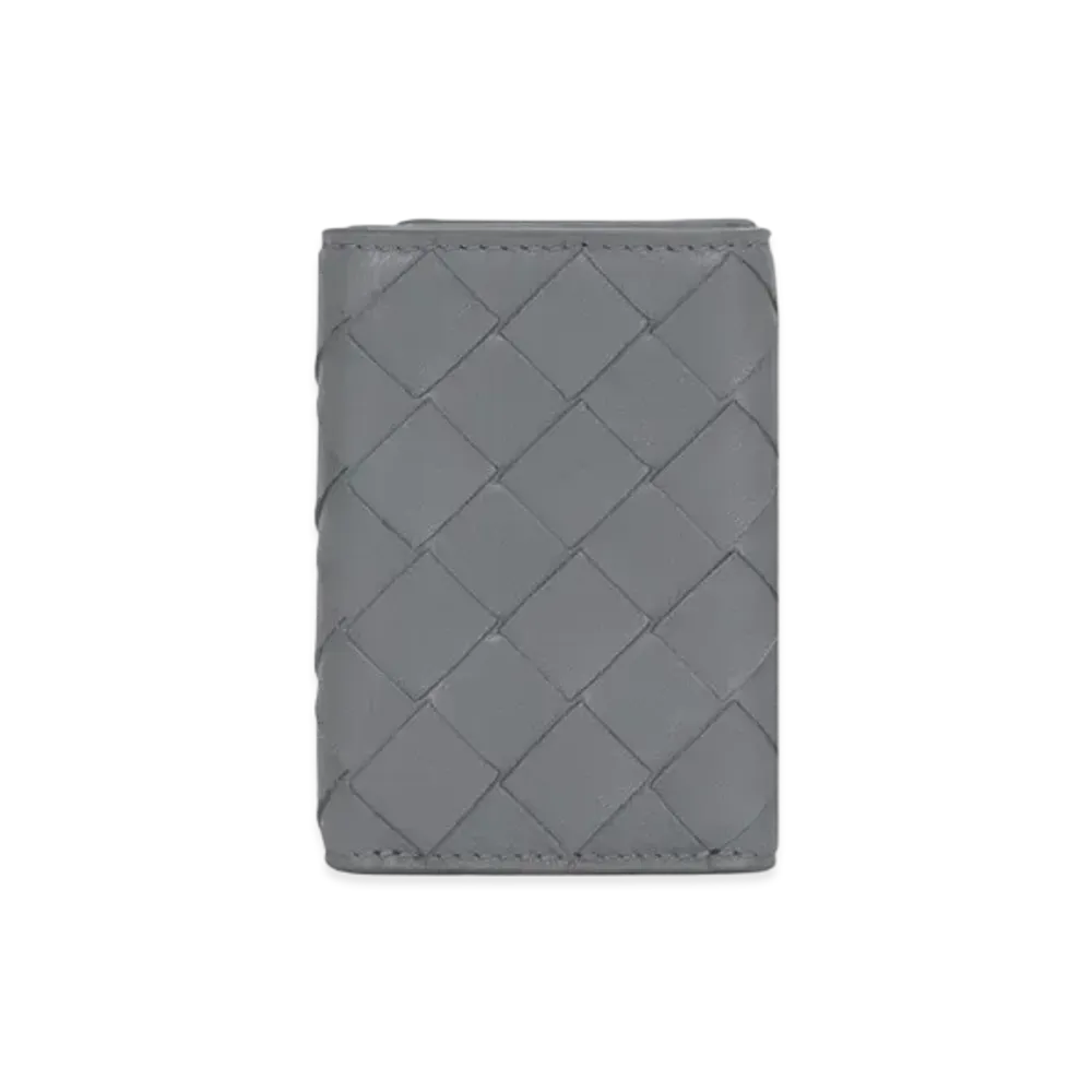 Bottega Veneta Intrecciato Lambskin Calfskin Small Trifold Wallet "Thunder"