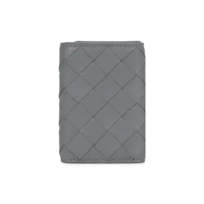 Bottega Veneta Intrecciato Lambskin Calfskin Small Trifold Wallet "Thunder"
