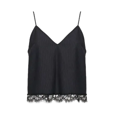 Alexander McQUEEN Lace Detail Pinstripe Camisole "Navy"