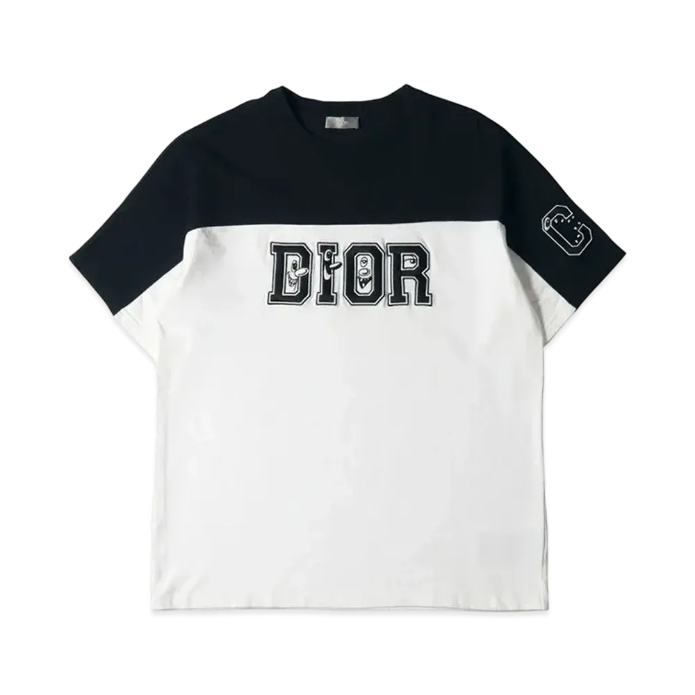 Dior x Kenny Scharf Men's Oversize Front Logo Crew Neck Short Sleeve Cut Sew "White/Black"