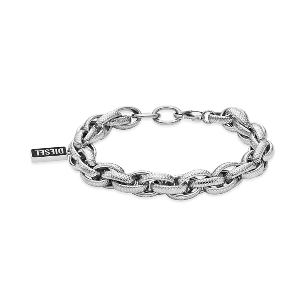 Diesel Dx1514 Black Agate Chain Bracelet "Silver"