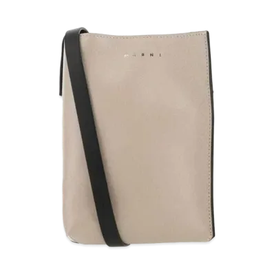 Marni MUSEO Soft Bag in Tumbled Calf "Beige/Red"
