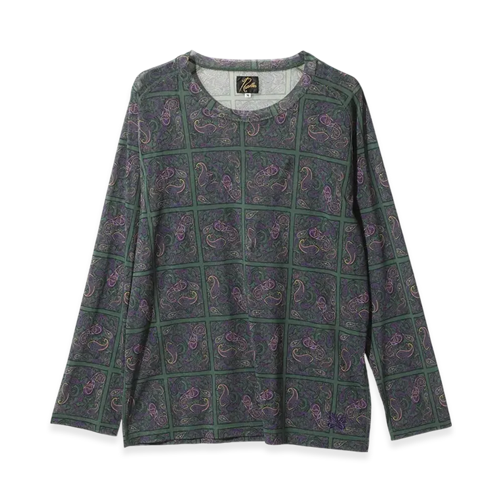 NEEDLES L/S U Neck Tee - Poly Mesh/Printed "Green"