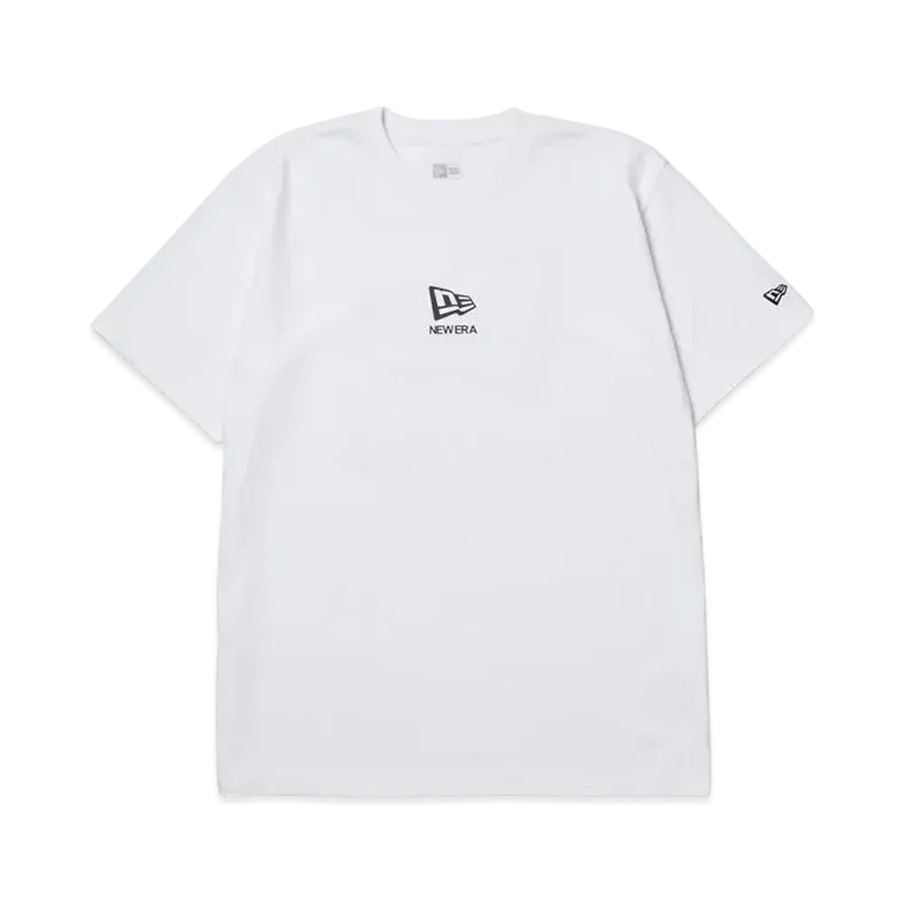 NEW ERA Short Sleeve Performance T-Shirt Flag and Wordmark Regular Fit "White"