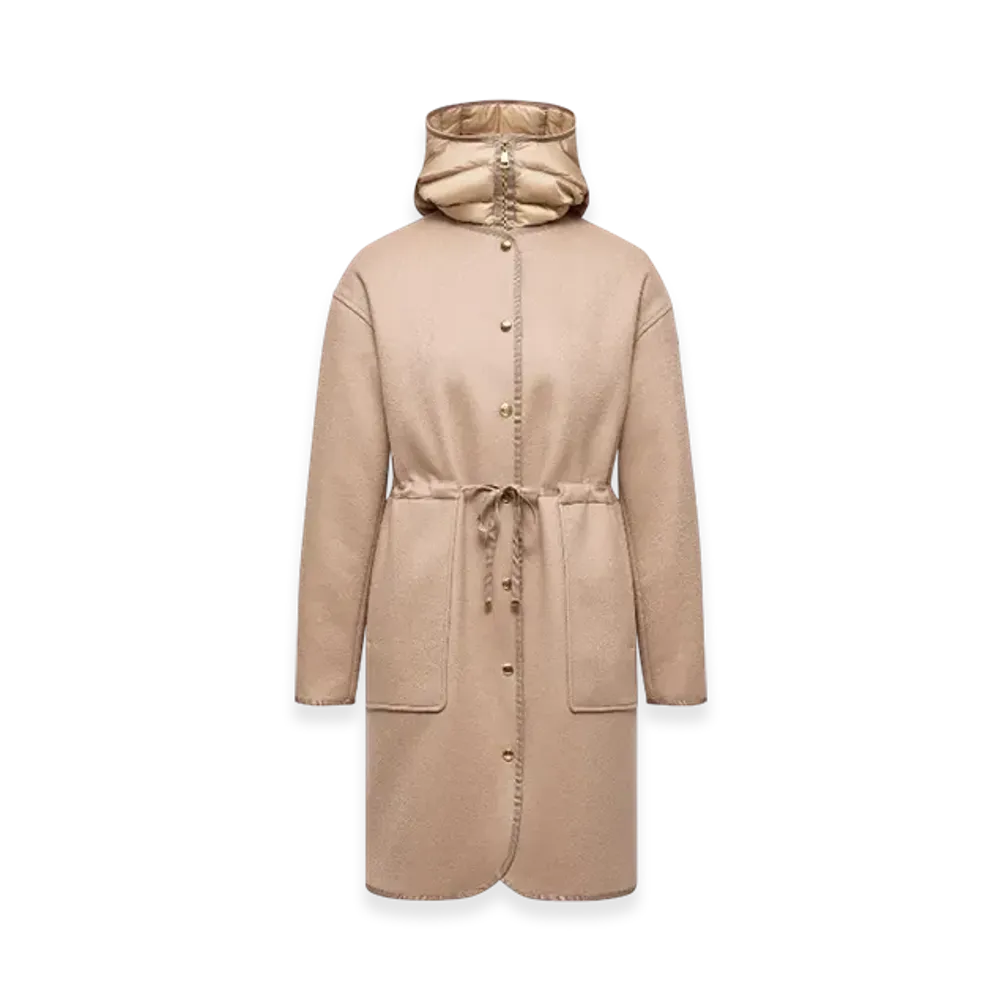 MONCLER Bonreposse 3-in-1 Wool & Cashmere Long Down Jacket "Light Beige"