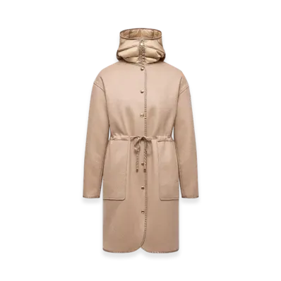 MONCLER Bonreposse 3-in-1 Wool & Cashmere Long Down Jacket "Light Beige"