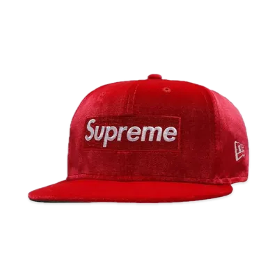 Supreme Velour Box Logo New Era "Red"