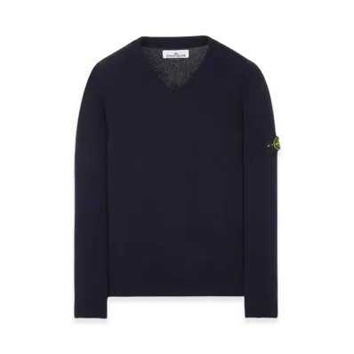 Stone Island 533A3 Lambswool V-Neck Knit - 23FW "Navy Blue"