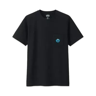 KAWS x Uniqlo x Sesame Street Cookie Monster Pocket Tee "Black"