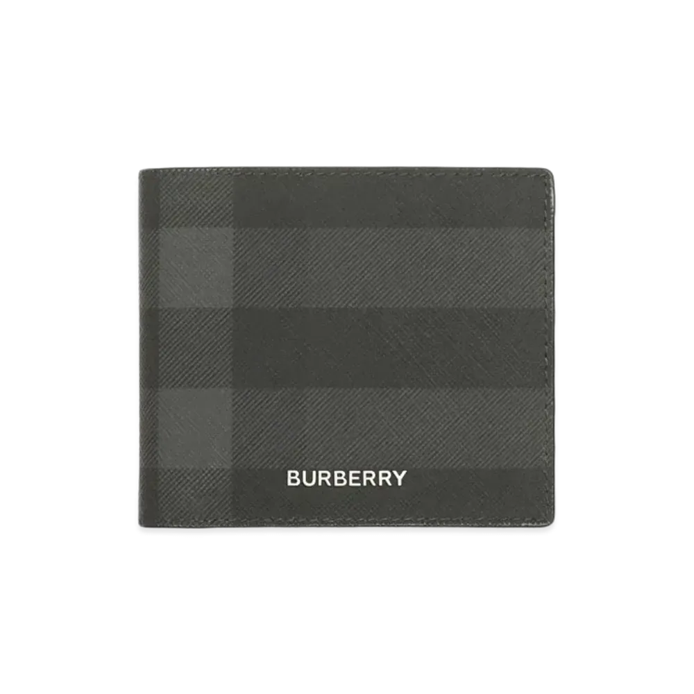 Burberry Check & Leather International Bi-Fold Wallet "Charcoal"