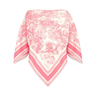 Dior Dioriviera Toile de Jouy Sauvage Dior Silk Top Silk Twill "White/Candy Pink"