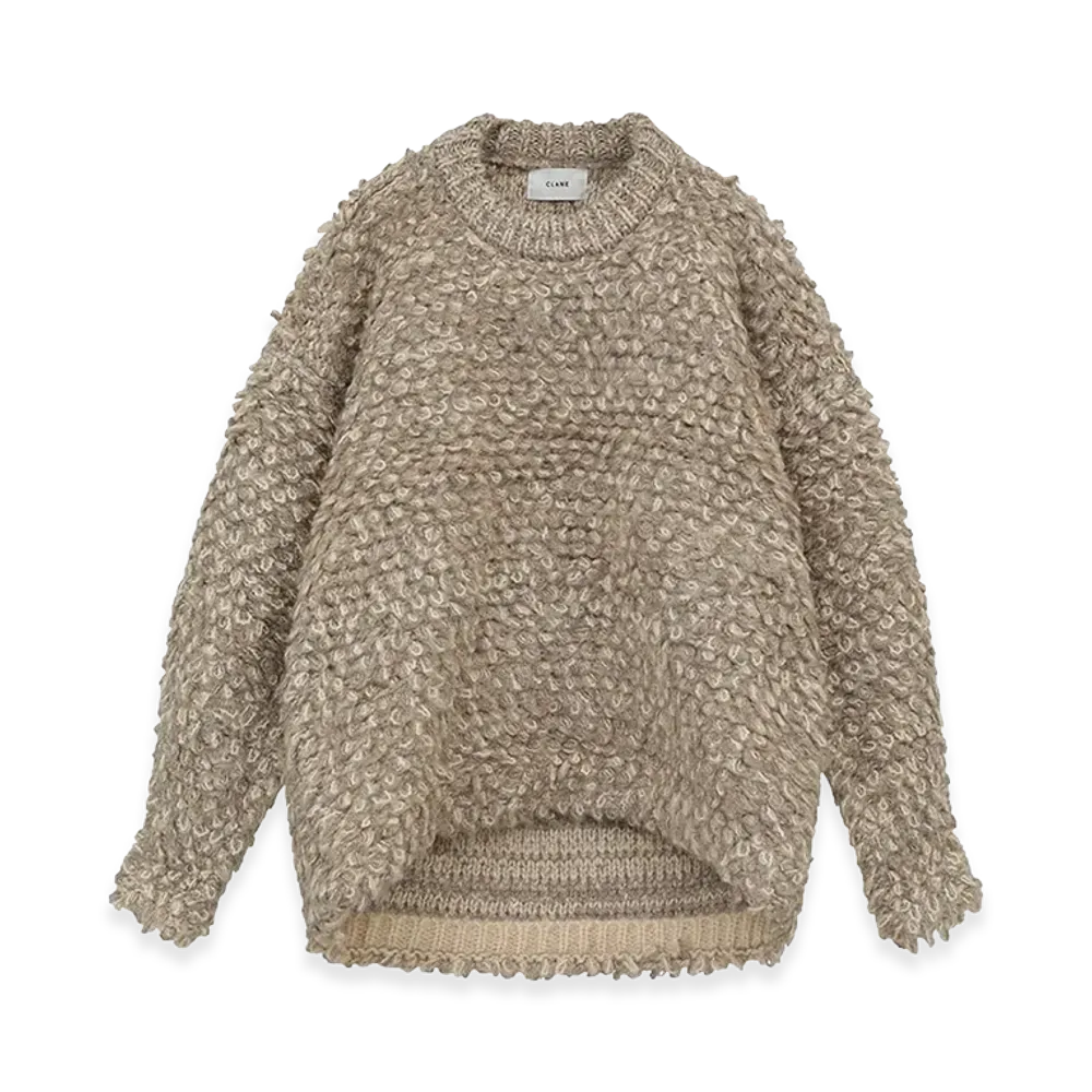CLANE Women's Mix Loop Mohair Knit Tops "Beige"