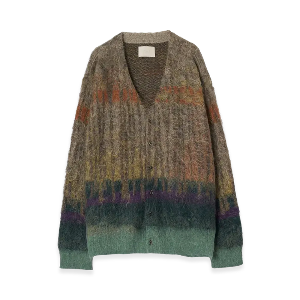 YOKE Kid Mohair Wool Brushed Tree Jaquard Cardigan "Orker"